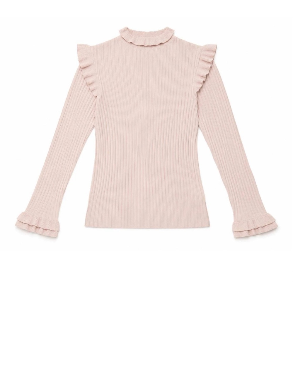 Marie Oliver Blush Ribbed Ruffle Turtleneck Sweater - Picture 2 of 4